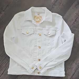 Michael Kors NWOT White Denim Jacket Gold Buttons